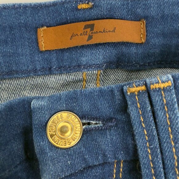 7 FOR ALL MANKIND  Mid-Rise Skinny Jeans Brown Faux-Leather Tuxedo Stripe Sz 28 - Picture 4 of 10